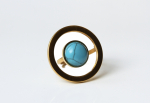 Geometrischer Ring Türkis aus Edelstahl echt vergoldet als außergewöhnliches Geschenk für die Freundin oder der Schwester oder der Mutter