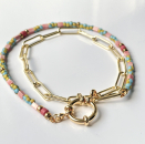 Kette Perlenkette Halskette Sommer bunt gold Geschenk Frauen Schwester Teenager