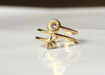 Ring Stern Sonne vergoldet mit funkelnden Zirkonia als himmlisch astrologisches Geschenk für Sie
