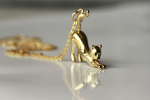Kette Katze Sterlingsilber Gold Tierschmuck Kitten tierisches minimalistisches Geschenk für sie Frauen Schwester Freundin Mutter