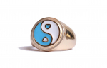 Yin Yang Ring blau Emaille Gold / Emaillierter Ring hellblau / Geschenk für sie / verspielter Schmuck / Feng Shui Schmuck / Charm ring Herz